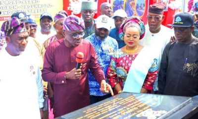 Sanwo-Olu and the deputy governor at the unveiling of the road project
